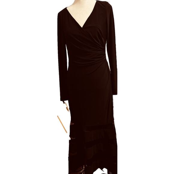 Lauren Ralph Lauren Formal Gown Size 4 Flowing Maxi Whimsigoth Quiet Luxury Edgy - Picture 1 of 12
